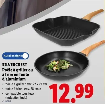 Offre: Poêle à griller ou à frire en fonte d'aluminium