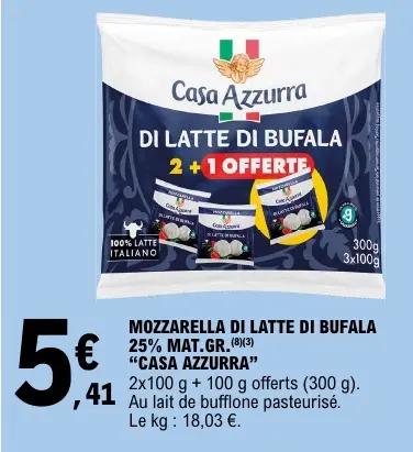 Offre: Mozzarella di latte di bufala