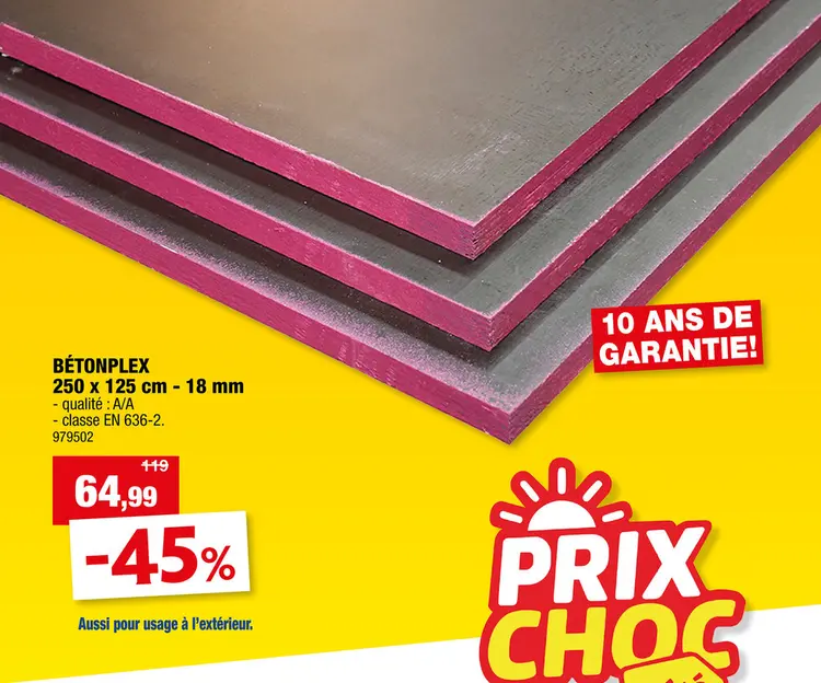 Offre: Bétonplex 250x125 cm 18mm