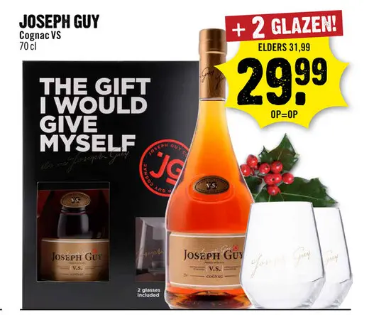 Aanbieding: Joseph Guy V.S. Cognac + 2 Glazen 70 cl