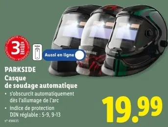 Offre: Casque de soudage automatique
