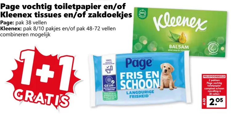 Aanbieding: vochtig toiletpapier en/of tissues en/of zakdoekjes