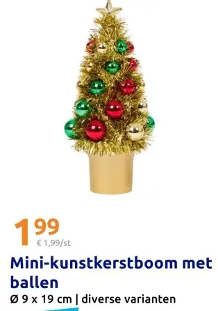 Aanbieding: Mini-kunstkerstboom met ballen