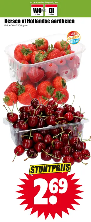 Aanbieding: Kersen of Hollandse aardbeien