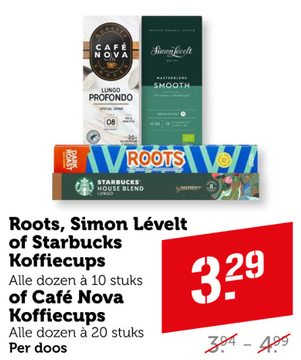 Aanbieding: Roots, Simon Lévelt of Starbucks Koffiecups