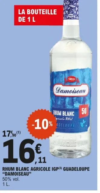 Offre: Rhum blanc agricole igp guadeloupe "Damoiseau