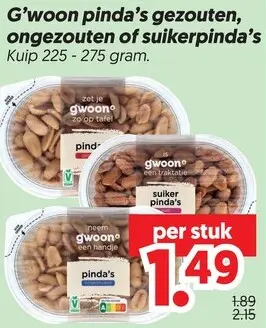 Aanbieding: Pinda's gezouten, ongezouten of suikerpinda's