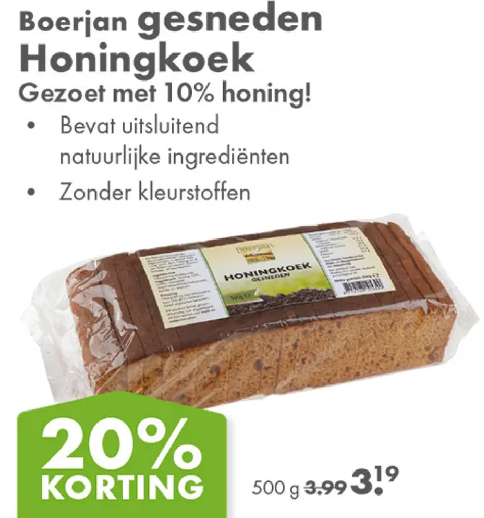 Aanbieding: Boerjan gesneden Honingkoek
