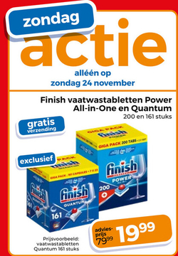 Aanbieding: Finish vaatwastabletten Power All-in-One en Q