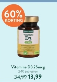 Aanbieding: Holland & Barrett Vitamine D3 25mcg - 90 tabletten