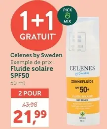 Offre: Celenes by Sweden Fluide solaire SPF50