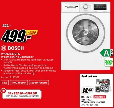 Promotie: Wasmachine voorlader