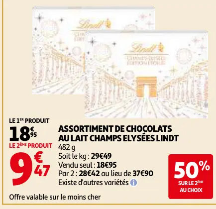 Aanbieding: Assortiment de chocolats au lait champs elysées
