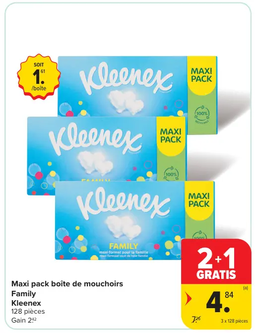 Offre: Maxi pack boîte de mouchoirs Family