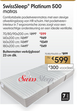 Aanbieding: Matras SwissSleep Platinum 500 - HR