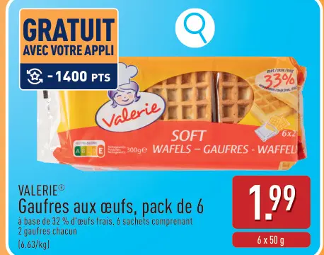 Offre: VALERIE® Gaufres aux œufs, pack de 6
