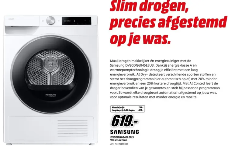 Aanbieding: Samsung DV90DG6845LEU3 Wasmachine