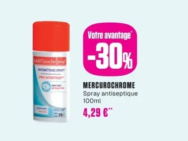 Offre: Mercurochrome Spray Antiseptique 100ml