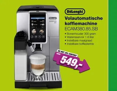Aanbieding: DeLonghi ECAM380.85.SB Dinamica Plus Volautomatische Koffiemachine
