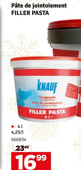 Offre: Pâte de jointoiement FILLER PASTA