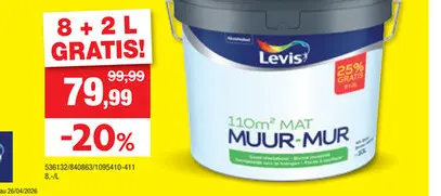 Offre: Levis peinture murale mat 8+2l blanc