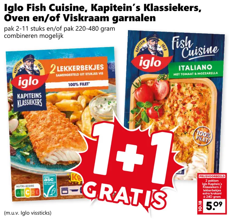 Aanbieding: Fish Cuisine, Kapitein's Klassiekers, Oven en/of Viskraam garnalen