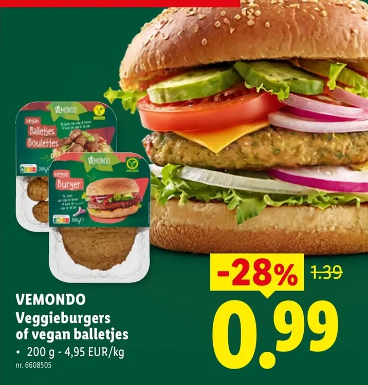 Promotie: Veggieburgers of vegan balletjes