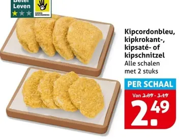 Aanbieding: Kipcordonbleu, kipkrokant-, kipsaté- of kipsc
