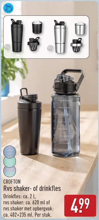 Aanbieding: Rvs shaker- of drinkfles
