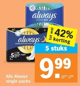 Aanbieding: Alle Always single-packs
