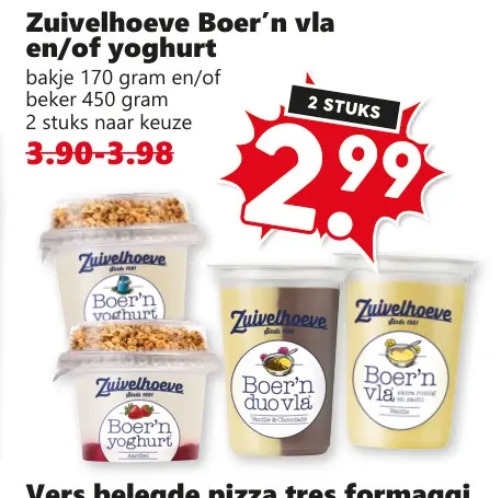 Aanbieding: Boer'n vla en/of yoghurt