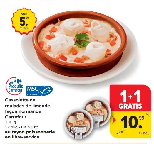 Offre: Cassolette de roulades de limande façon normande