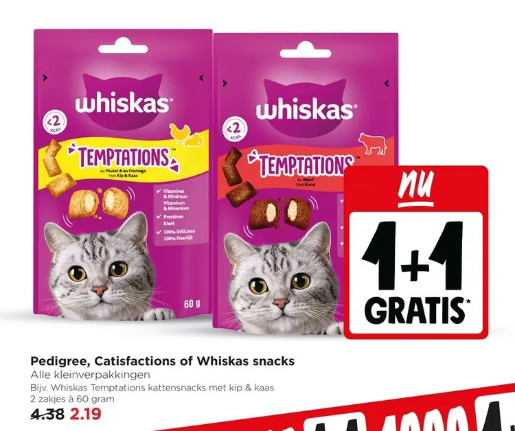 Aanbieding: Pedigree, Catisfactions of Whiskas snacks