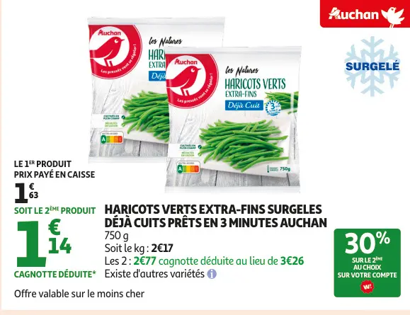 Promotie: Haricots verts extra-fins surgeles déjà cuits
