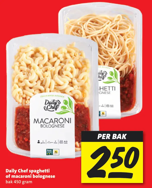 Aanbieding: Spaghetti of macaroni bolognese