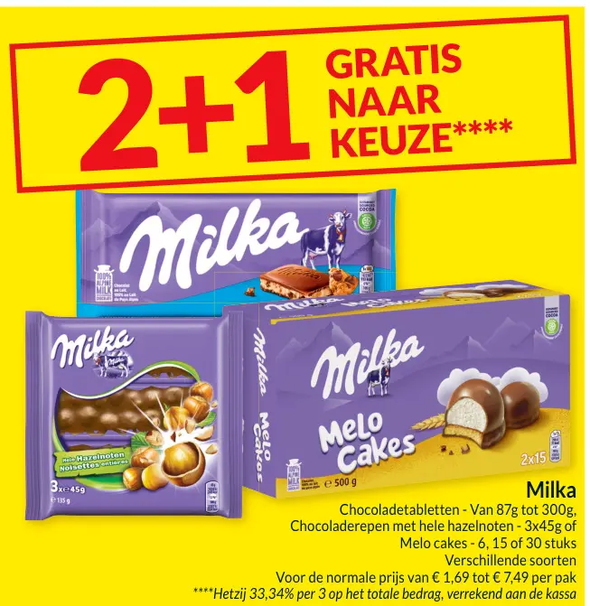 Promotie: Milka Chocoladetabletten, Chocoladerepen met hazelnoten