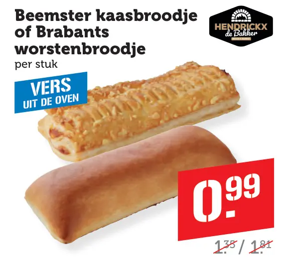Aanbieding: Beemster kaasbroodje of Brabants worstenbrood
