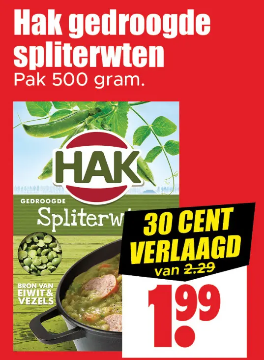 Aanbieding: Hak gedroogde spliterwten