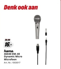 Aanbieding: 46040 DM-40 Dynamic Micro Microfoon