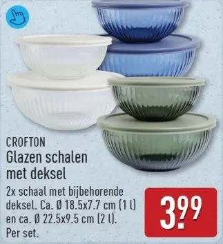 Aanbieding: Glazen schalen met deksel