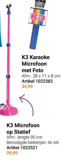 Aanbieding: K3 Microfoon op Statief