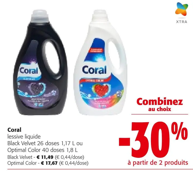 Offre: Lessive liquide Black Velvet ou Optimal Color