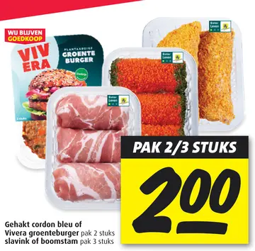Aanbieding: Gehakt cordon bleu of Vivera groenteburger, slavink of boomstam