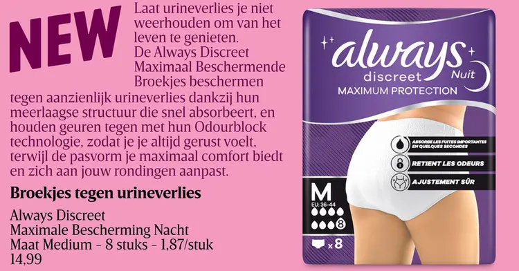 Promotie: Always Discreet Maximale Bescherming Nacht