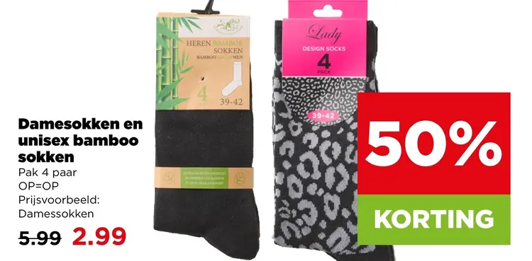 Aanbieding: Damesokken en unisex bamboo sokken