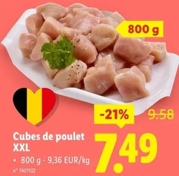Offre: Cubes de poulet XXL