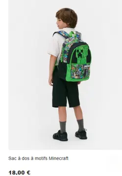 Offre: Sac à dos à motifs Minecraft