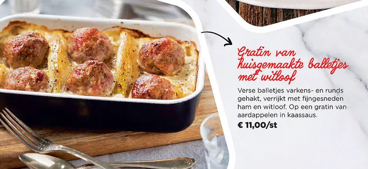 Promotie: Gratin van Kuisgemaakte balletjes met witloof
