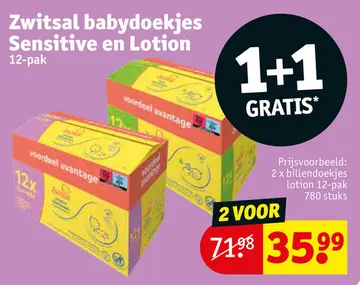 Aanbieding: Zwitsal babydoekjes Sensitive en Lotion