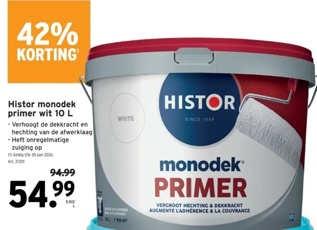 Promotie: Histor monodek primer wit